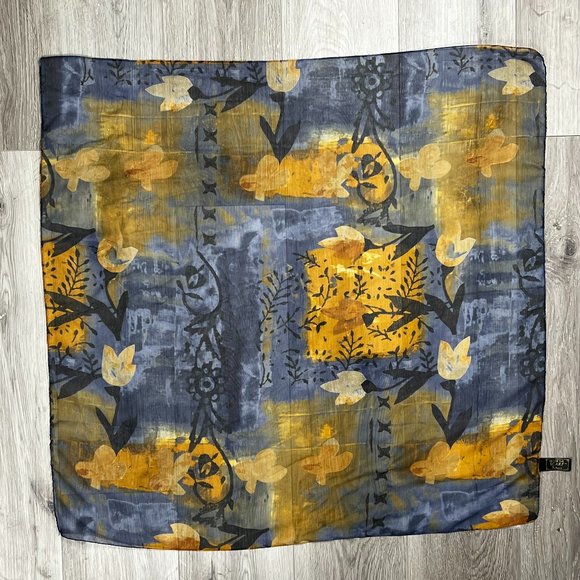 Women's Art Of The Scarf Tie Rack Vintage Made in Italy Flowers Pocket Square - Picture 1 of 5